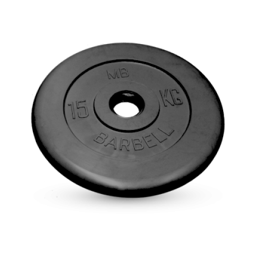 фото 15 кг диск (блин) mb barbell (черный) 50 мм sportlim