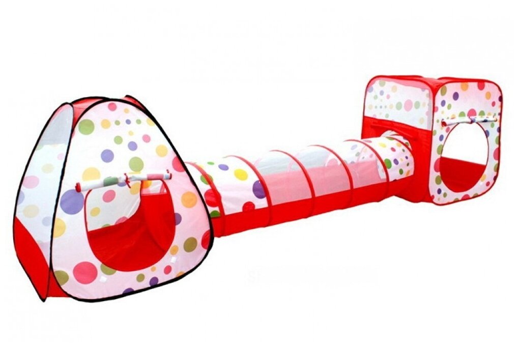 Палатка игровая "Горошек с туннелем" 355x90x90см, сумка на молнии Наша Игрушка 68899