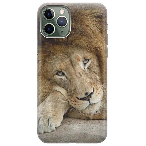 фото Ультратонкий силиконовый чехол-накладка для apple iphone 11 pro с принтом "спокойный лев" gosso