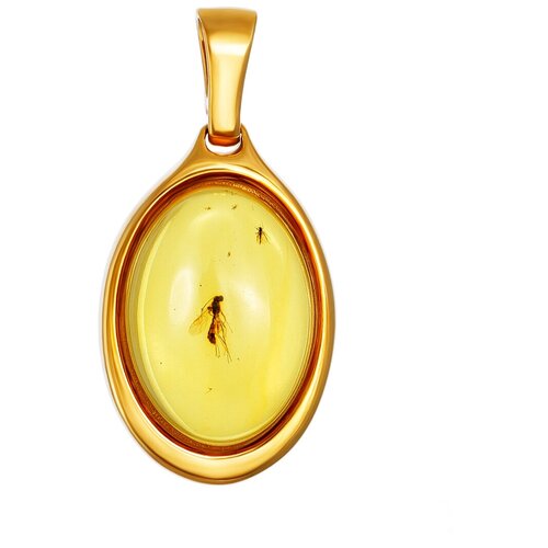 фото Amberholl эффектная подвеска из серебра и лимонного янтаря с инклюзами насекомых