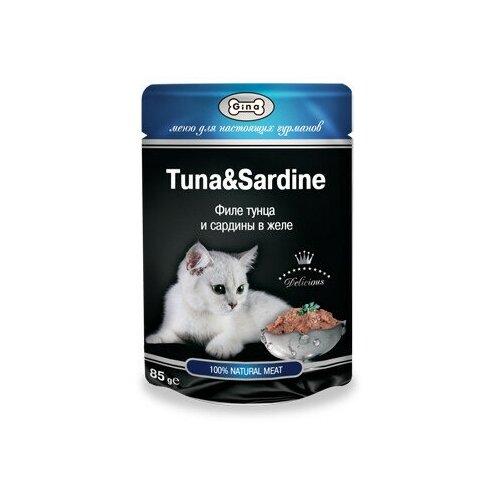 GINA Tuna &Sardine Консервы для кошек в желе с тунцом и сардинами 80г