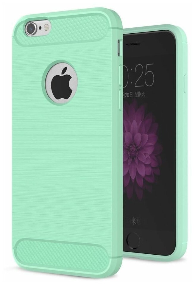 Чехол-накладка Carbon Fibre для iPhone 6 Plus / 6S Plus (сине-зеленый)