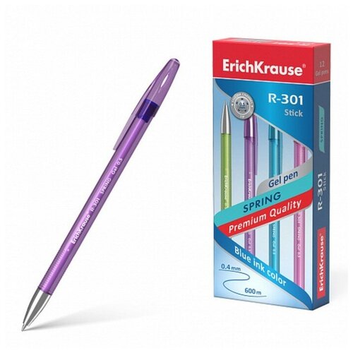 Купить Ручка гелевая ErichKrause, R-301 Spring Gel Stick, узел 0, 5мм, чернила синие, нет бренда