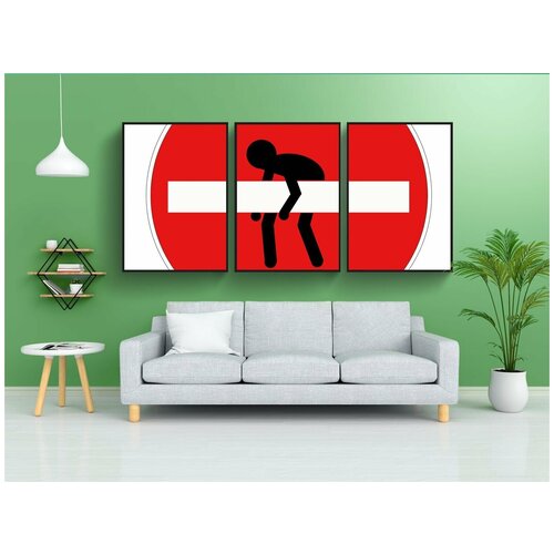 фото Набор модулных постеров для интерьера "фигурка, знаки дорожного движения, дорожный знак" 60x90 см. в тубусе, без рамки lotsprints