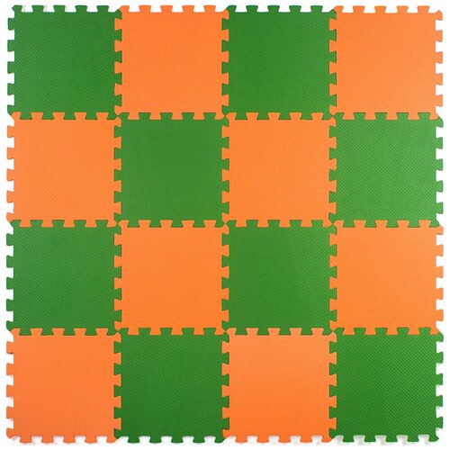 фото Коврик-пазл eco-cover универсальный 25х25, зеленый / оранжевый