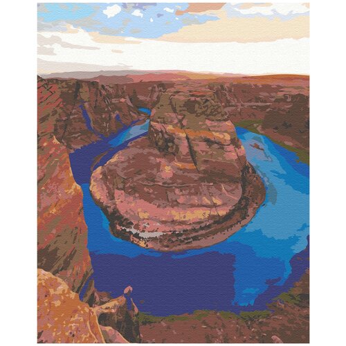 Картина по номерам на холсте с подрамником 40х50 см. Природа, горы, море, волны, пейзажи, небо, путешествия. "Хорсшу_Бенд (Колорадо)", арт. 1879/