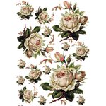 Рисовая бумага для декупажа А4 ультратонкая салфетка 1060 цветы розы винтаж крафт Milotto - изображение