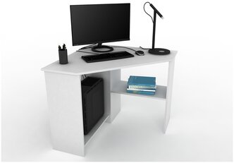Письменный стол, компьютерный стол угловой с полками Corner 900 Белый, 90*90 см.