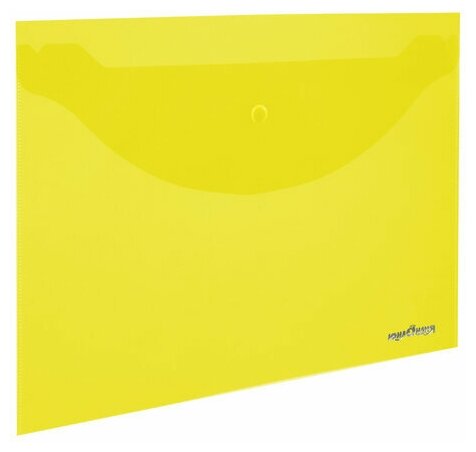 Папка-конверт на кнопке Юнландия (А4, до 100 листов, 180мкм) прозрачная, желтая, 10шт.
