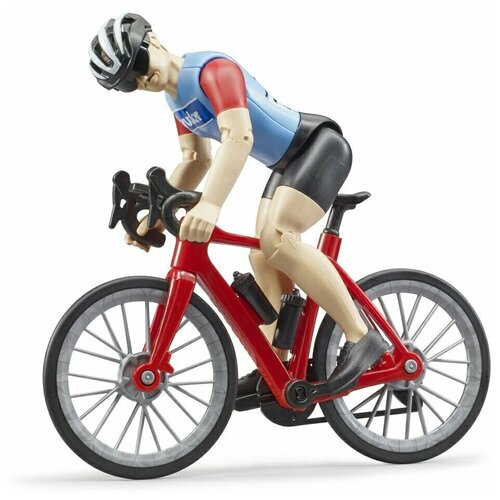 Bruder Брудер Bruder Велосипед с фигуркой 63-110 с 4 лет, голубой/бежевый/серый/черный/красный, резина/металл/ABS-пластик, male  - купить
