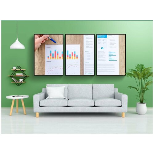 фото Набор модулных постеров для интерьера "диаграмма, график, финансы" 60x90 см. в тубусе, без рамки lotsprints