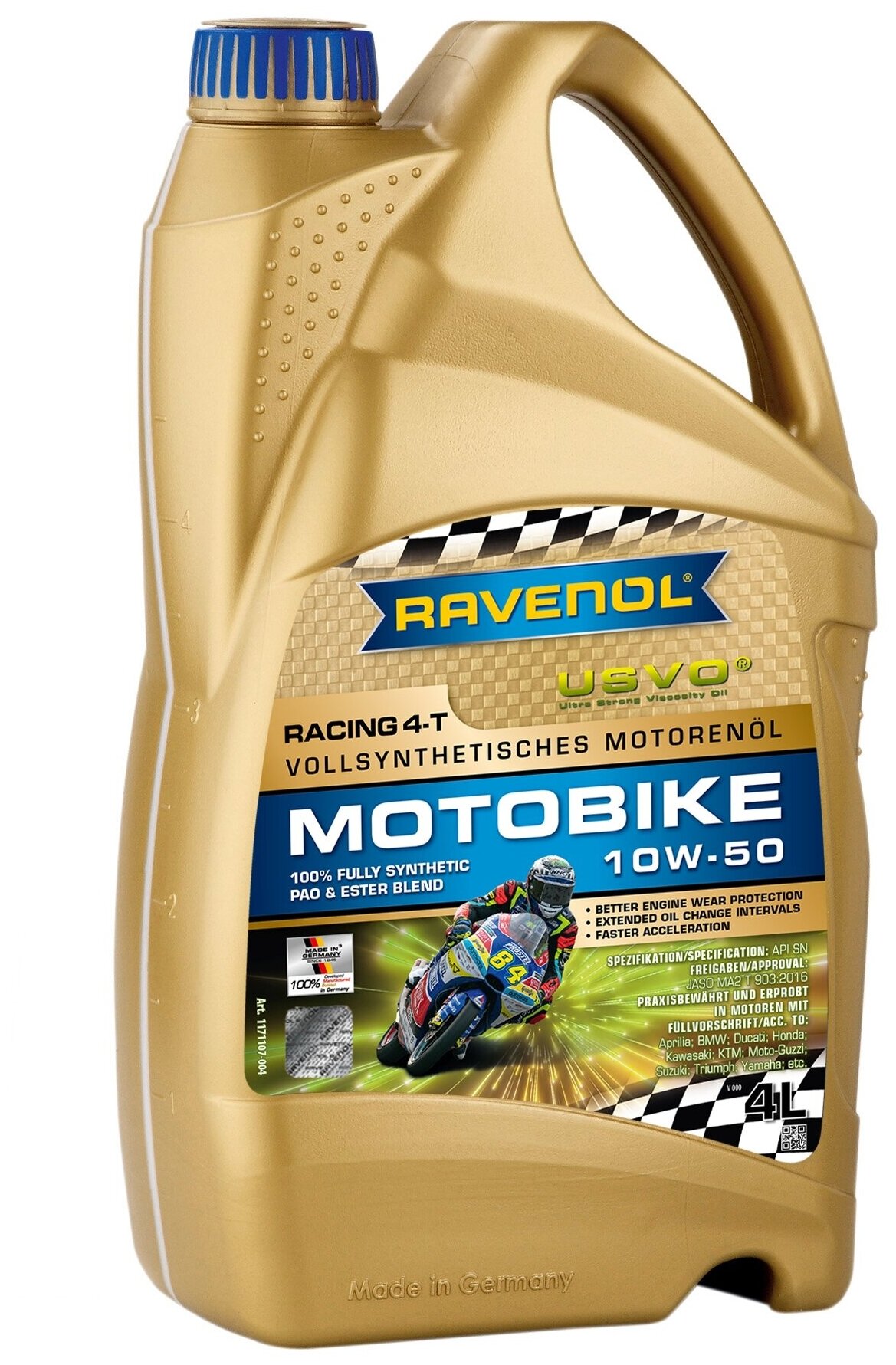 Моторное Масло Ravenol Racing 4-T Motobike Sae 10w-50 (4л) Ravenol арт. 1171107-004-01-999