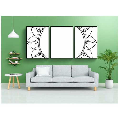 фото Набор модулных постеров для интерьера "рамка, граница, цветочный" 60x90 см. в тубусе, без рамки lotsprints