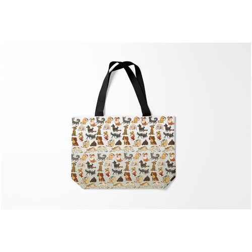 фото Сумка-шоппер / 46х35 см / собаки / беспородистые узор песики собачки гав burnettie