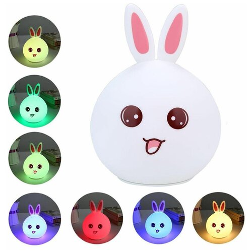 Мягкий силиконовый ночник Кролик Cute Rabbit LED (розовые ушки)