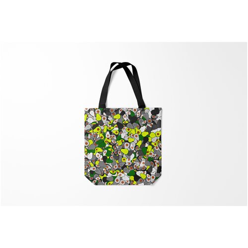 фото Сумка-шоппер / 40х40 см / популярные иллюстрации / фрукты камуфляж с авокадо burnettie