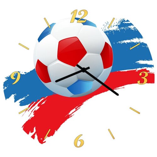 фото Svs настенные часы svs 3502099 футбольный мяч в цвете флага рф