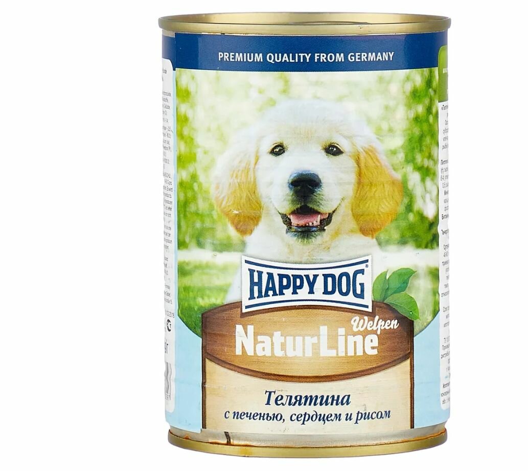 Happy Dog консервы для щенков телятина с печенью, сердцем и рисом, 410 г, 3 шт