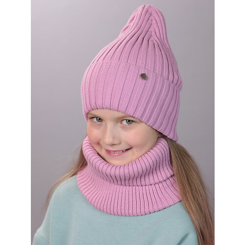 фото Шапка бини поляярик, размер 54-56, розовый, мультиколор