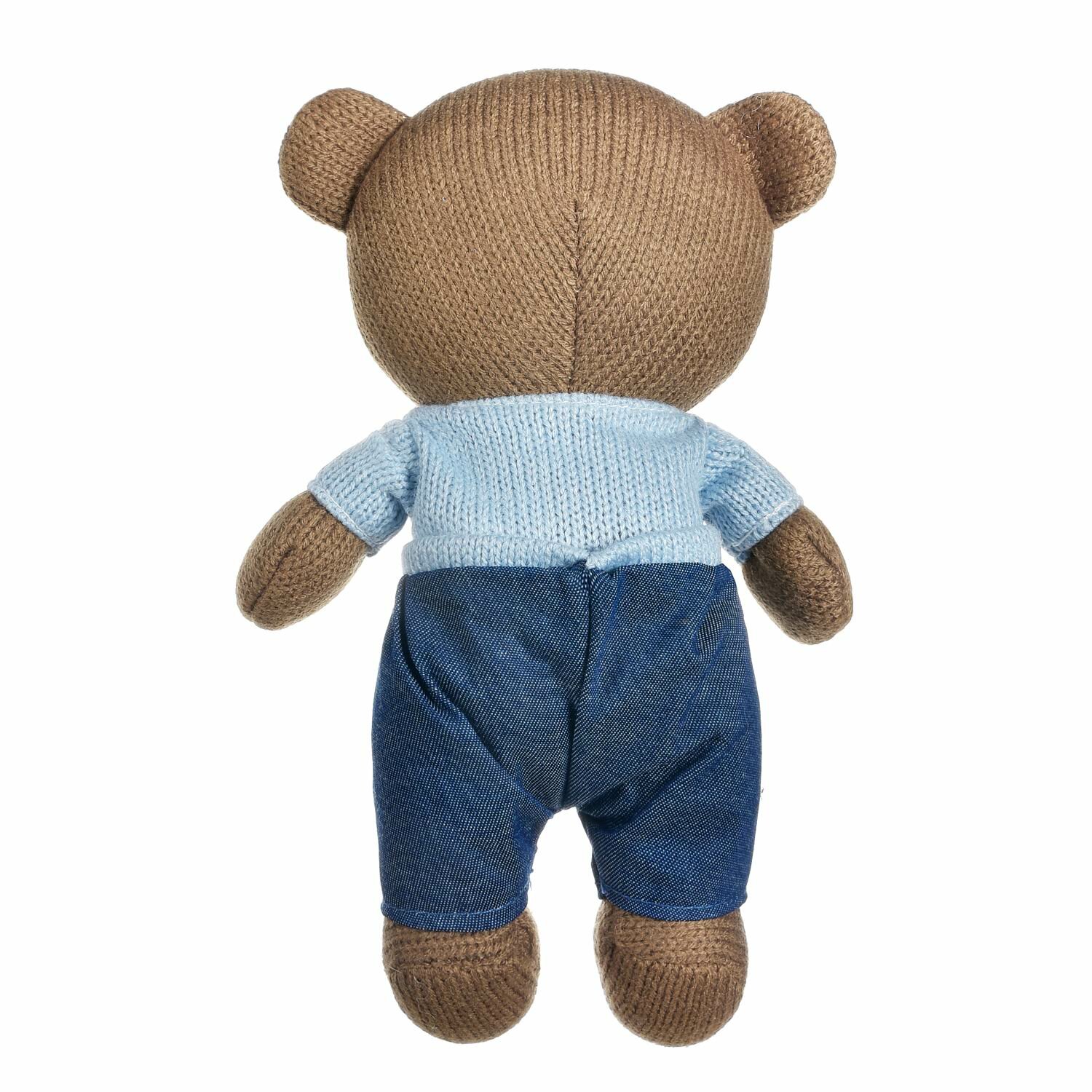 Мягкая игрушка Abtoys Knitted. Мишка мальчик вязаный, 25см в джинсах и свитере M4912