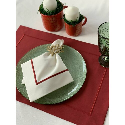 Комплект салфеток салфетки под тарелки салфетки сервировочные подарочный набор на 1 персону бордовый 1700₽