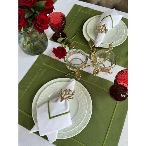 Комплект салфеток салфетки под тарелки салфетки сервировочные подарочный набор на 6 персон темно-зеленый 8500₽