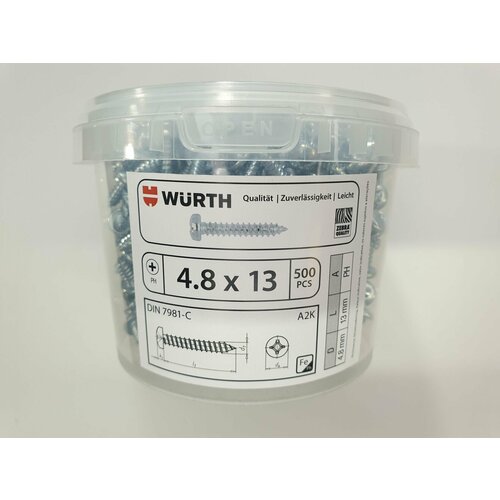 Саморез по металлу DIN 7981-C 4.8x13 PH (500 pcs) WURTH, Германия