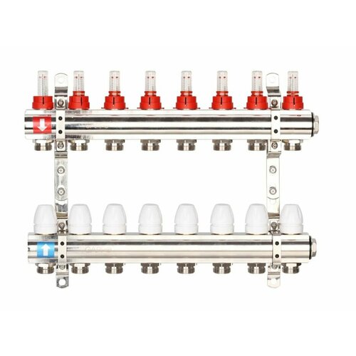 Коллекторная группа с расходомерами GAPPO 1x3/4 8 вых. G423.8 латунный