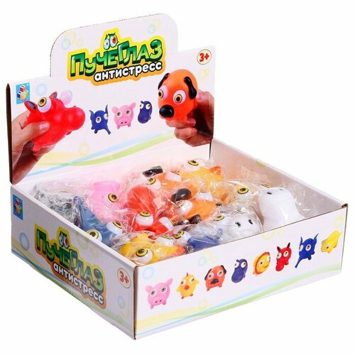 1TOY Игрушка «Пучеглаз-антистресс. Животные мини», 8,2 × 7 × 6,8 см, микс