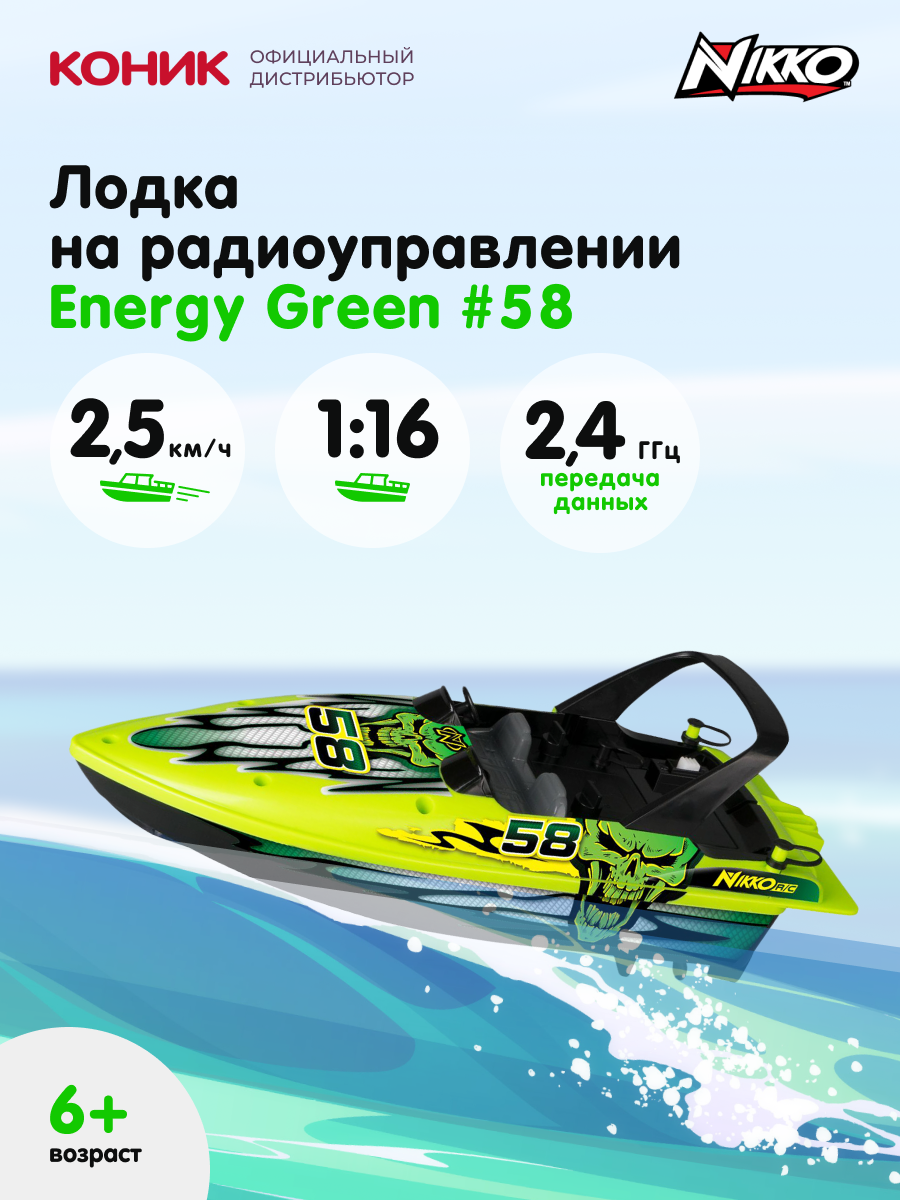 Лодка на радиоуправлении Nikko Energy Green #58, 10171