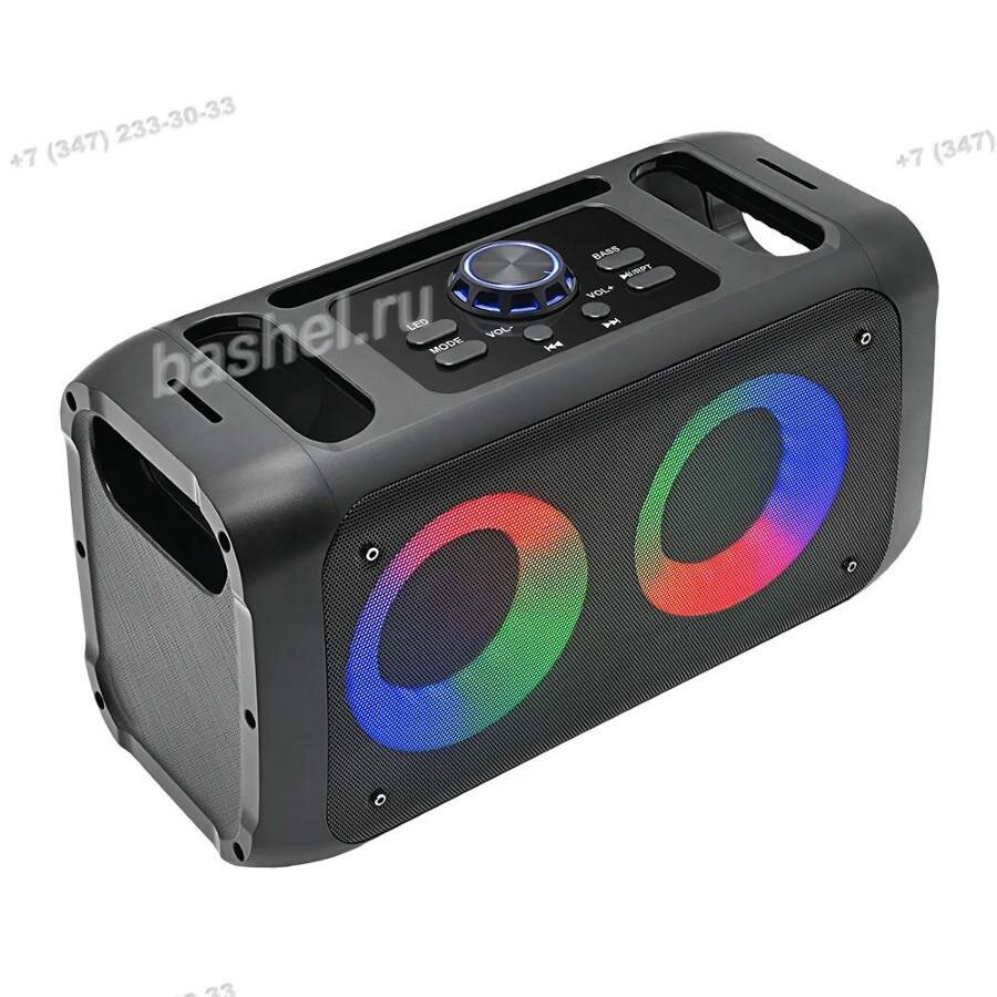 Колонка портативная Perfeo Bluetooth "DUAL RING" 3" II LED, FM, MP3, USB/microSD, AUX, TWS, MIC, 10Вт, черная