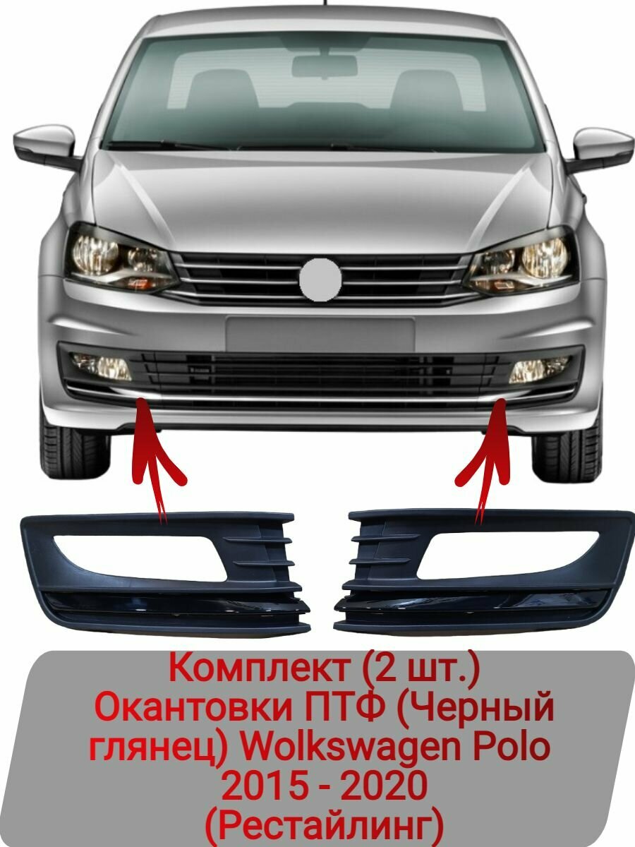 Окантовки ПТФ (Черный глянец) Комплект (2 шт.) Polo 2015-2020