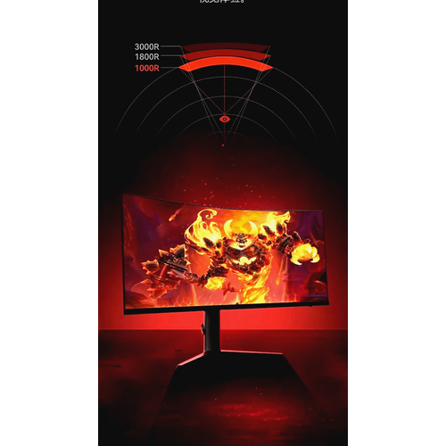 HKC 34 игровой Монитор изогнутый Hairtail экранVA матрица WQHD 25K165Hz 34401440DP HDR 4001000R изгиб400кдм2 90DCI-P3 регулировка высоты и обзора крутая подсветка 2950000₽