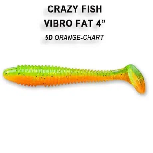 Силиконовая приманка мягкая съедобная Crazy Fish Vibro Fat 4' 10.00 см 15-100-5d-6 4 шт.