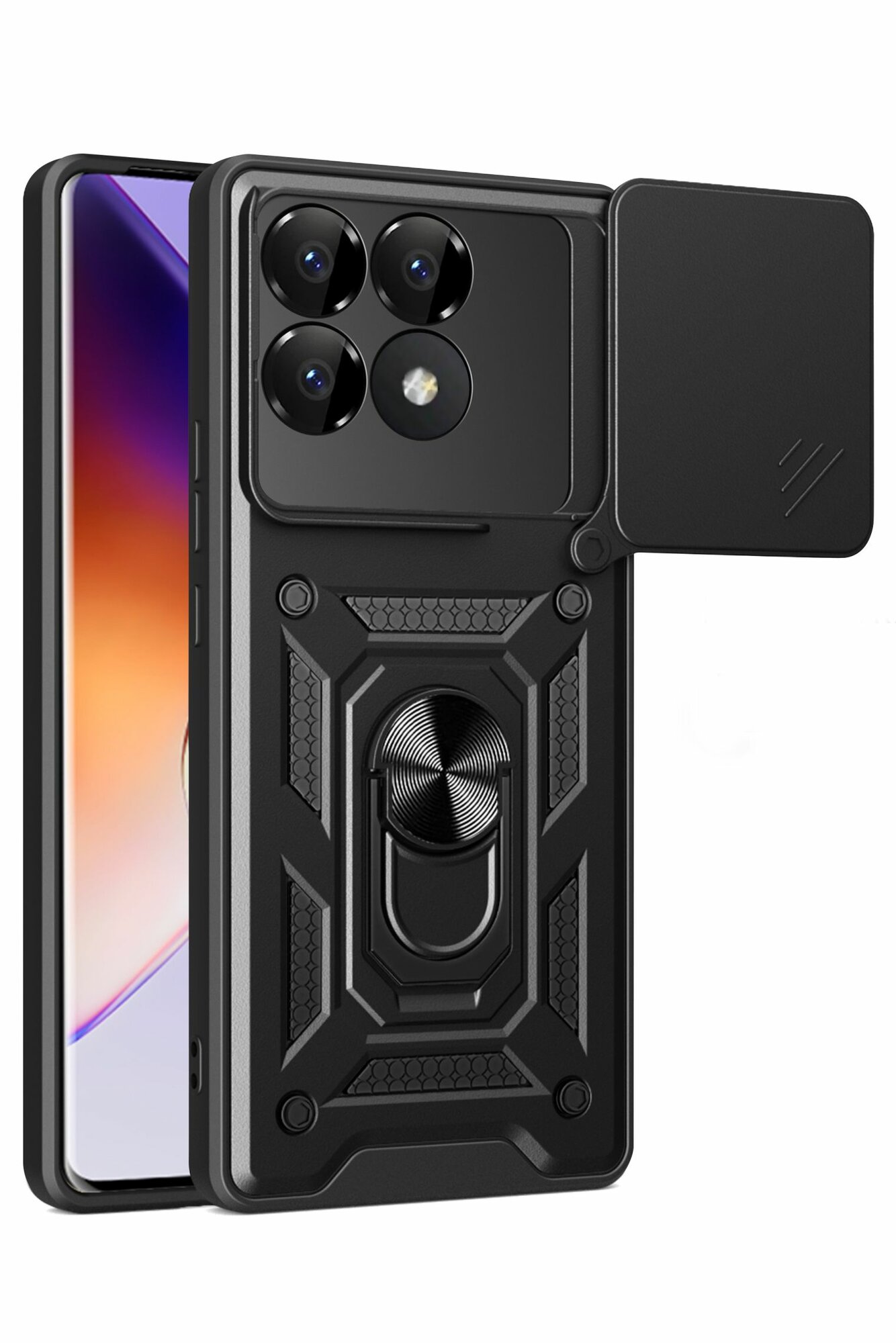 Чехол противоударный armors для Xiaomi Poco F6 Pro / Поко Ф6 Про с защитой камеры (Черный)