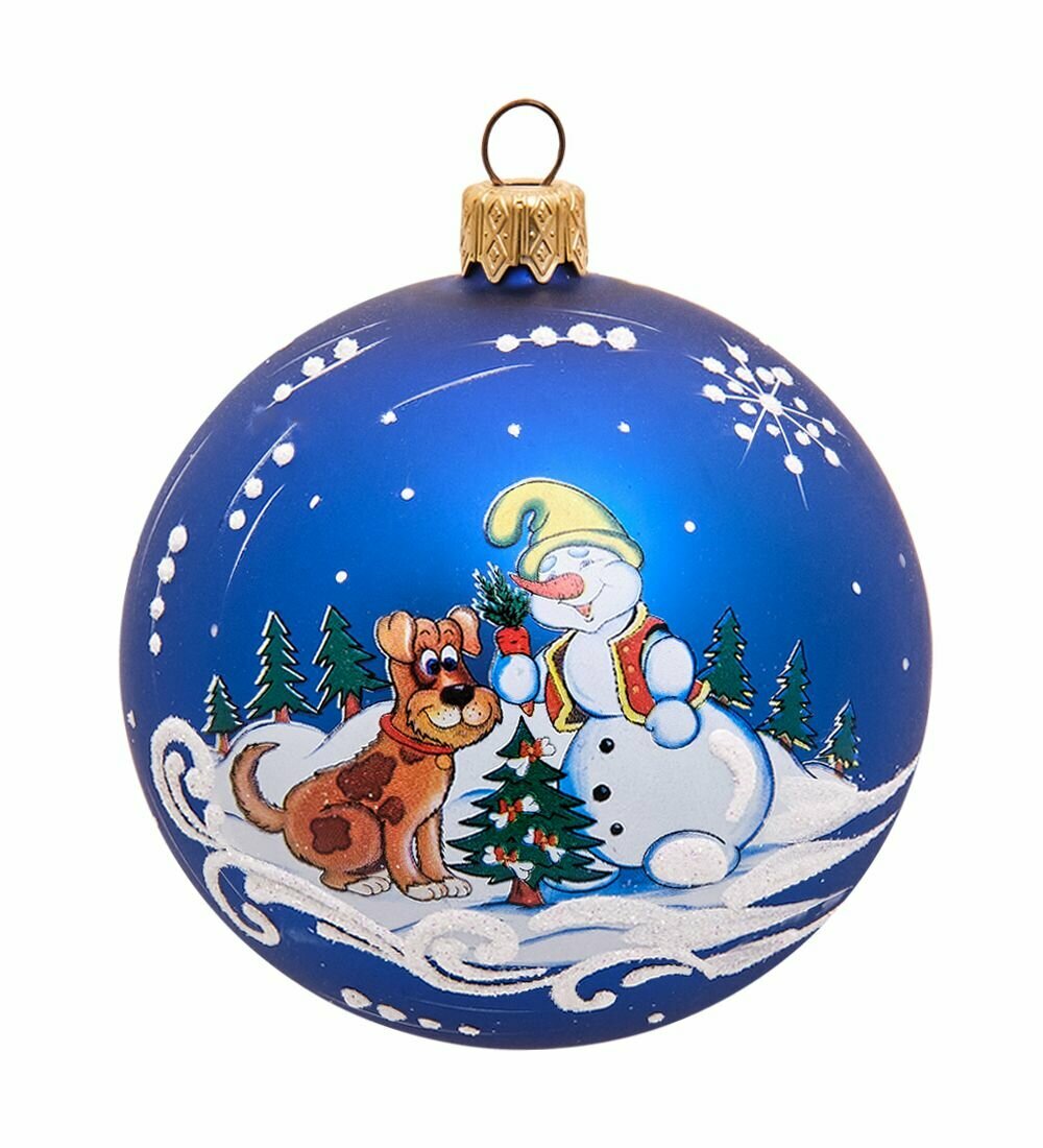 Елочная игрушка Шар 'Снеговик' 85 мм