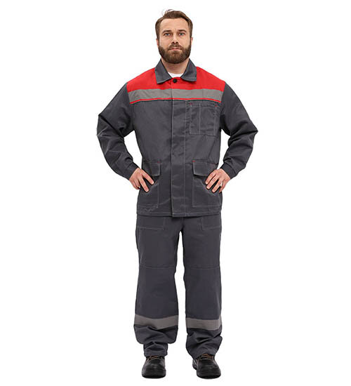 Костюм куртка/брюки р.48-50 рост 182-188 серый/красный ЯЛ-02-169 113-90003595