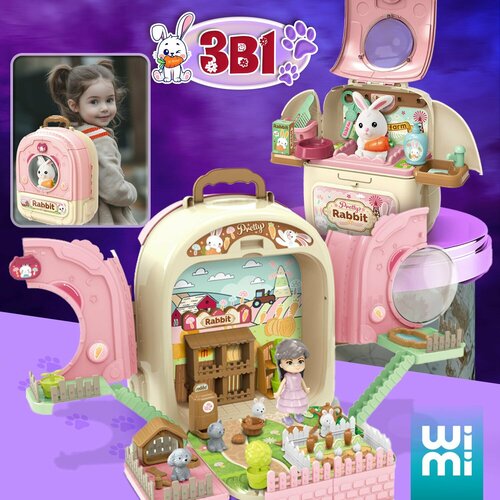 Питомец в переноске WiMi игровой набор ветеринар и игрушка кролик с аксессуарами 1745₽