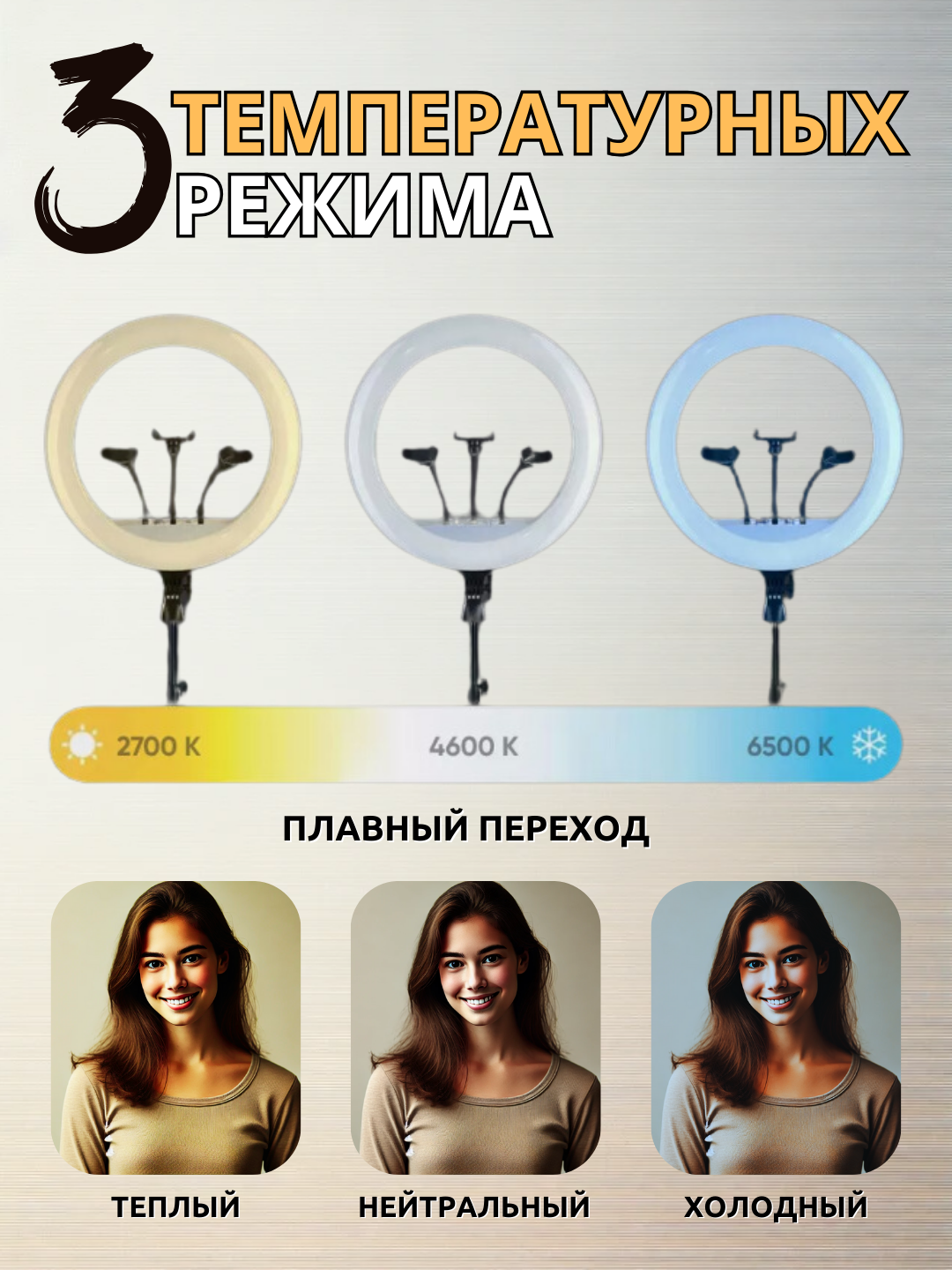 Кольцевые Лампы Xiaomi Светодиодная кольцевая лампа Led Soft Ring YQ-460A, с bluetooth-пультом, 43см, выбор цвета, чёрная. ( БЕЗ ШТАТИВА! )