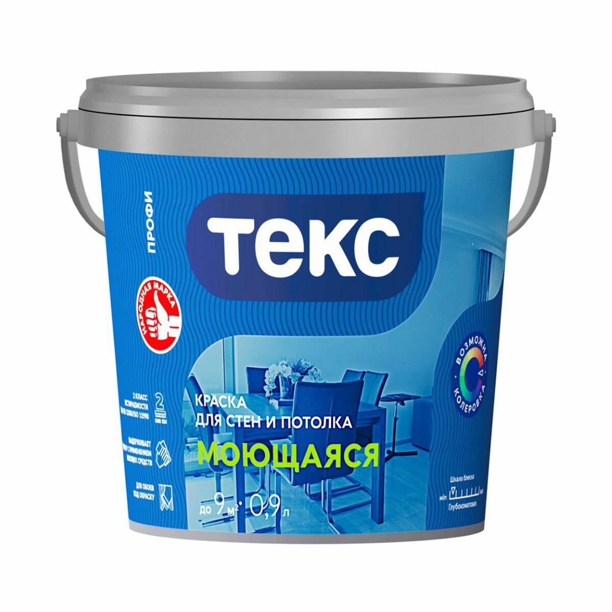 Текс профи моющаяся краска для стен и потолков глубокоматовая база a белая (09л)