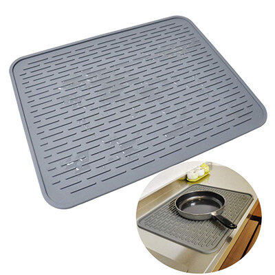 Силиконовый коврик для сушки посуды и продуктов(30х40 см) серый