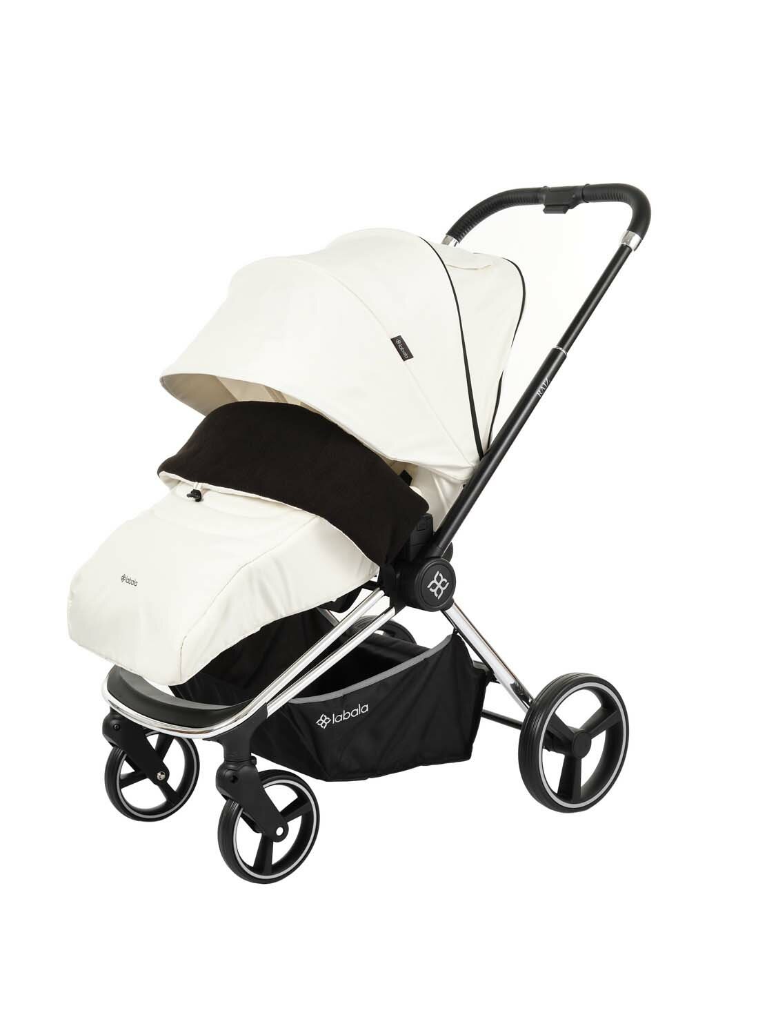 Прогулочная коляска с реверсивным блоком Labala Raiz Lite Line 2024 (White/Black), накидка на ножки, дождевик