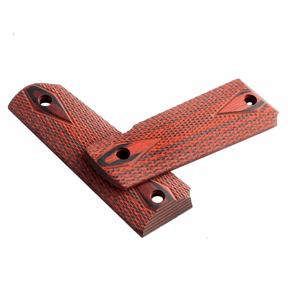 Деревянные рукоятки 1911 Checkered с красными бриллиантами