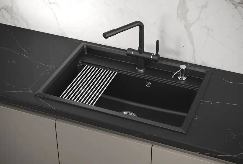 Кухонная мойка Granula Kitchen Space 73х51 KS-7301 шварц - фото №1