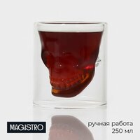 Стакан с двойными стенками Magistro Череп , 250 мл, 9 10 см, стекло, прозрачный, 5 шт