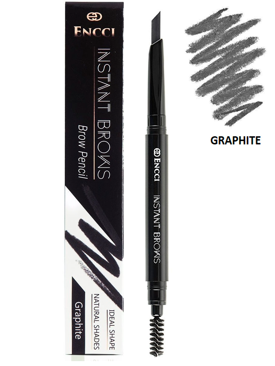 Карандаш для бровей ENCCI "Instant Brows", автоматический, гипоаллергенный, графитовый, с щёточкой