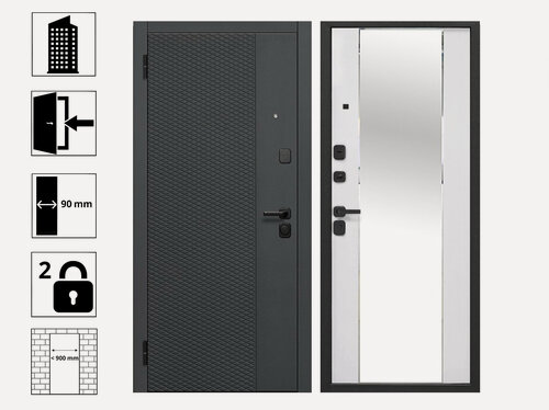 Изображение товара Входная дверь Ferroni "Флорида", с зеркалом, МДФ, 860х2050 мм