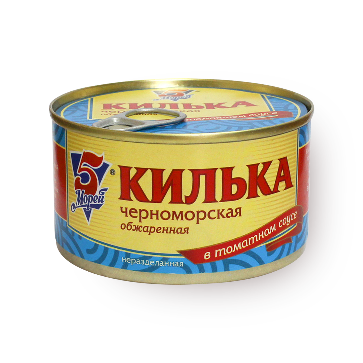 Консервы 5 Морей "Килька обжаренная в томатном соусе", жестяная банка, 240 г