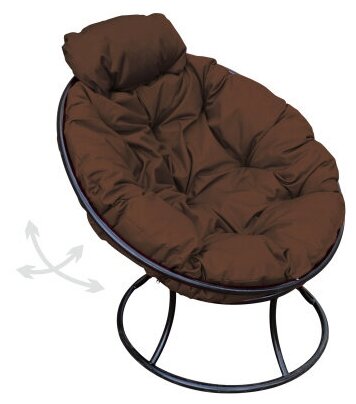 Кресло m-group папасан пружинка мини чёрное, коричневая подушка - фотография № 13