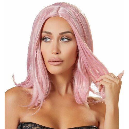 Розовый парик с прямыми волосами (Цвет: розовый)